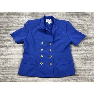 Executive Collection Blazer Womens 16 Royal Blue Short Sleeve Double Breasted